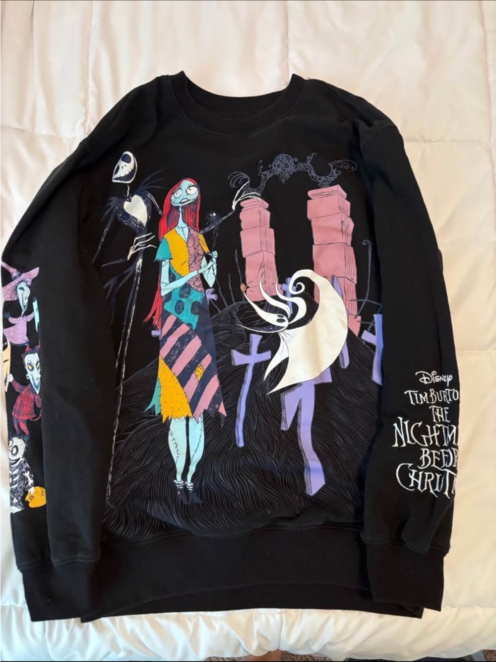 Disney The Nightmare Before Christmas Black Multicolor Crewneck Sweater